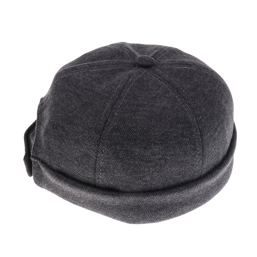 Mænd kvinde teenagere skullcap urhue brimless krog & løkke cap sømand hat  (5 farver): Mørkegrå