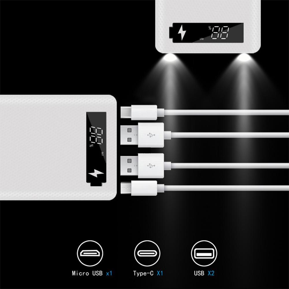 Handige Draagbare Micro Usb Type-C 18650 Batterij Behuizing Lcd Diy Mobiele Power Bank Case