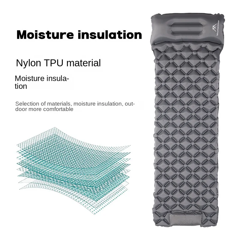 MOUNTAINHIKER Outdoor Stamped Air Cushion Sleeping Pad Camping Inflatable Mattress with Pillow Travel Mat Folding Bed for Hiking