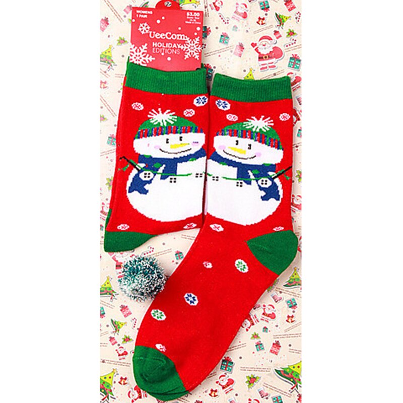 Chaussettes de noël père noël bonhomme de neige en coton, 1 paire, décorations pour la maison, de noël, nouvel an,: A7