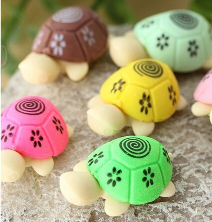 60 Stks/partij Leuke Cartoon Schildpad Rubber Gum Kawaii Gum Voor Potlood Leuk Cadeau Prijs Korea Stijl Briefpapier