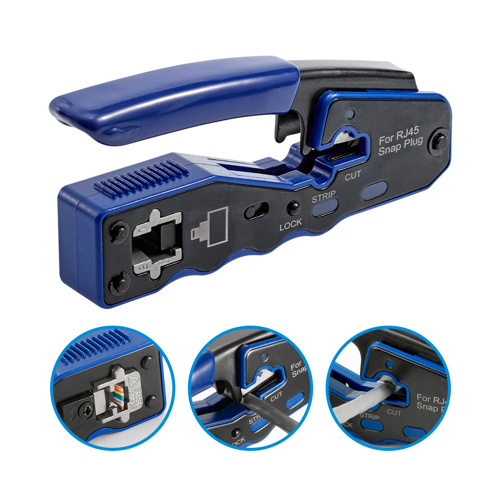 LAN RJ45 crimpare attrezzo passaggio attraverso Crimper spogliarellista taglierina per gatto6 gatto5 8P8C Connettore modulare Ethernet tutto-in-uno Strumento per cavi