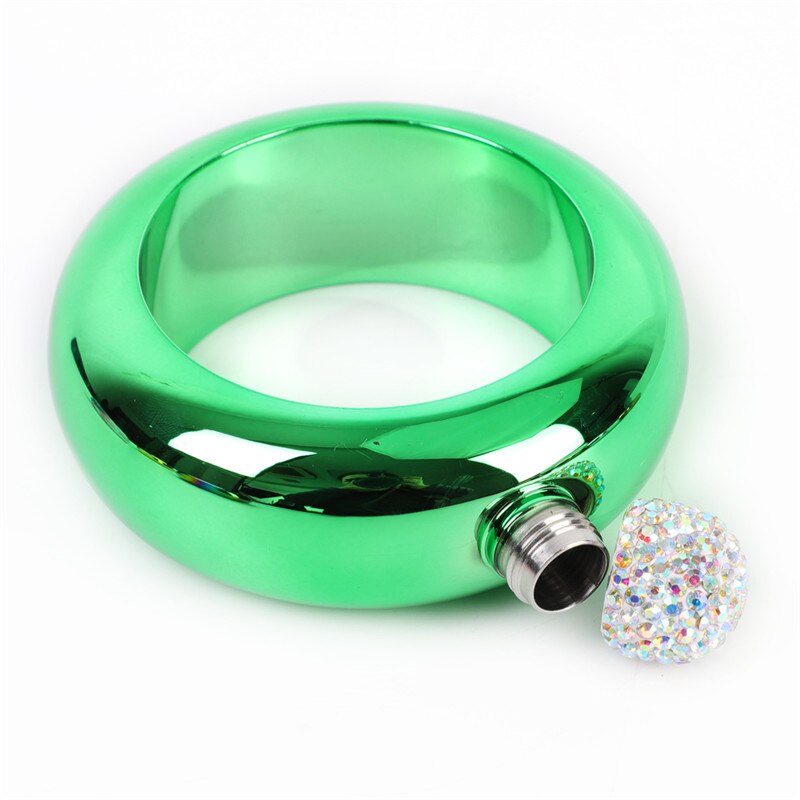 Bracelet rond Portable de 3.5oz avec couvercle en diamant, gourmette ronde, bouteille de bière, de Whisky, de mariage