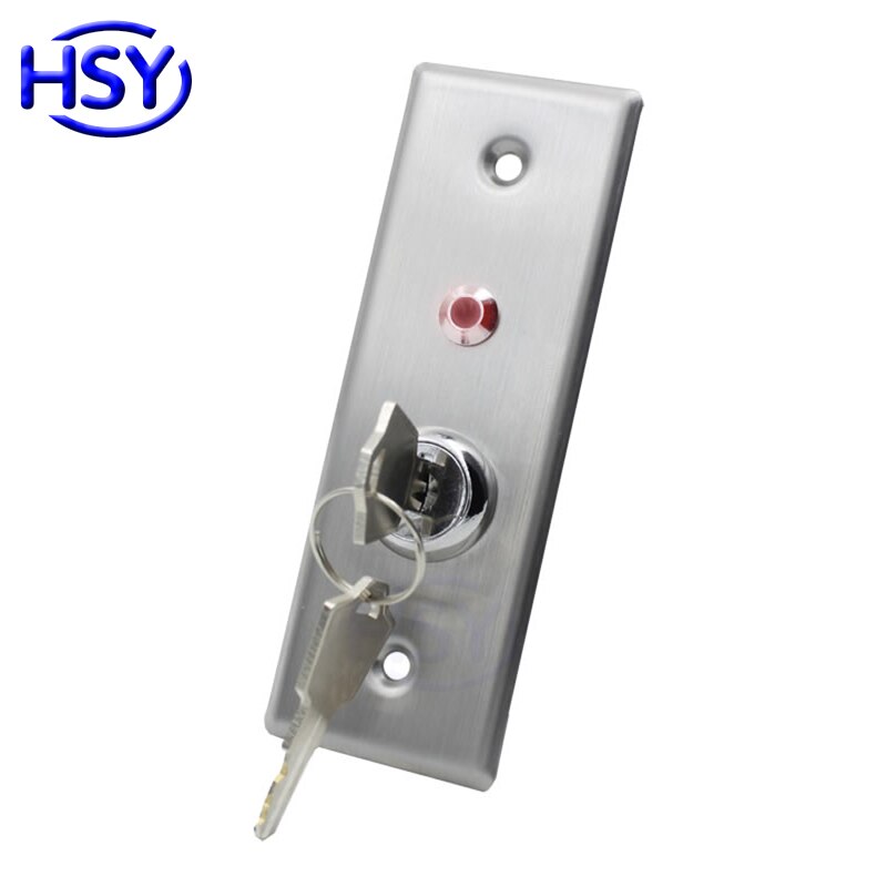 HSY Access Controller System Stainless Steel Key Switch with LED Emergency Push Exit Button Door Release Open Gate Lock