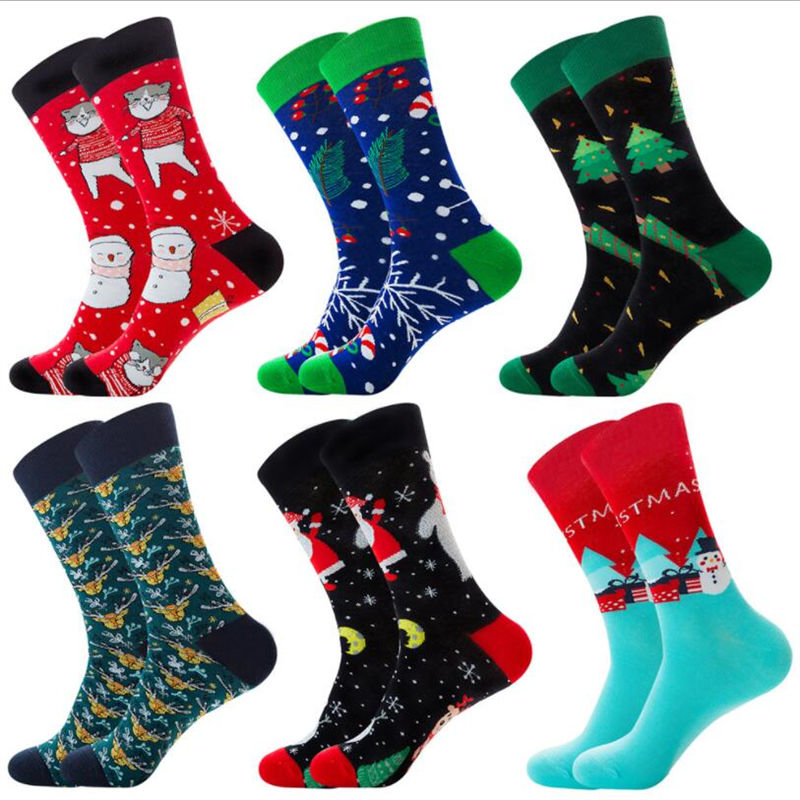 1 paar herren socken Baumwolle socken weihnachten und männer herbst Winter neue jahr Weihnachten baum schnee elch socken froh Mitte socken