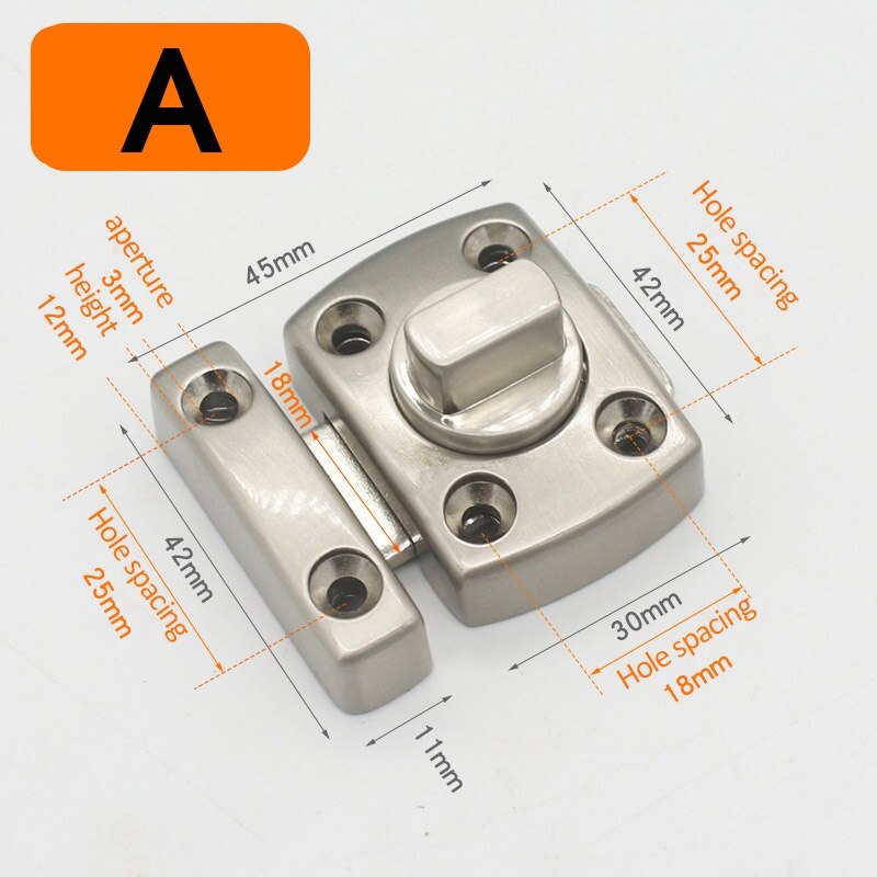 Door Latch Lock Bathroom Door Lock Chrome Toilet Turn Twist Bolt Privacy Catch Latch Tool Any Room Multicoloured: A