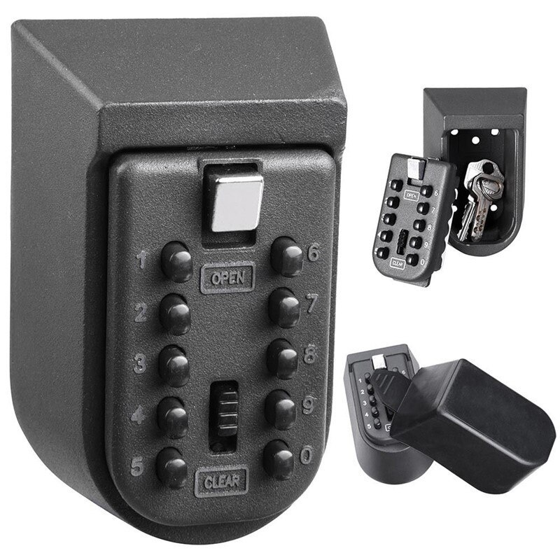 Key Safe Box Aluminium Alloy Wall Mounted Home Safety Password Security Lock Storage Boxes with Code DQ: Default Title