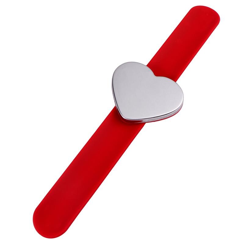 1pc Durable Magnetic Slap Bracelet Heart Shape Silicone Hand Band Wrist Strap Hand Decor for Kids: Red