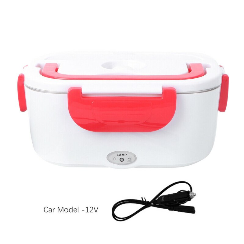 Boîte à Bento Portable en acier inoxydable, 12V, chauffage électrique des aliments, conteneur de chauffage des aliments, 1 pièce: red