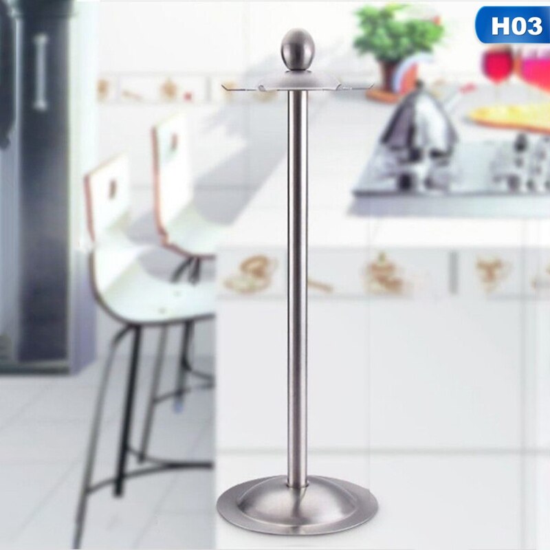 Roestvrijstalen keukenrek, multifunctioneel rek met 6 haken, rond kralenrek, lepelrek - rond rek keukenbenodigdheden: H03