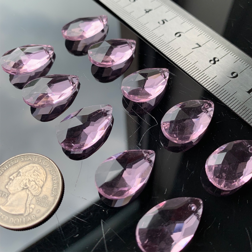10pc rosa dråpeglass krystall 20mm lysekrone del lampe prisme solfanger gjør-det-selv anheng øye tåre fasettert