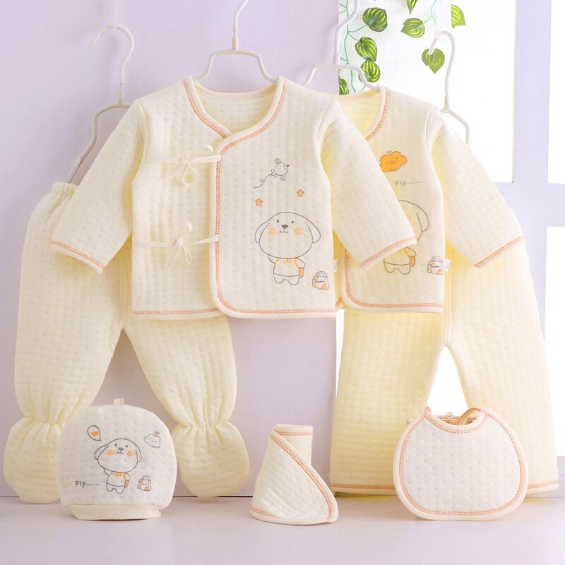 (7 Stks/set) pasgeboren Baby 0-3M Kleding Natuur $ Heathy Baby Jongen/Meisje Kleding 100% Katoen Cartoon Ondergoed, 207085