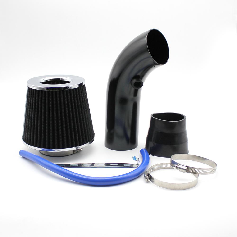 Kit de admisión Universal con filtro, tubo de conducto de 3 pulgadas con manguera fría de goma de 63mm a 76mm, tubo Turbo de inducción de alta potencia: Black