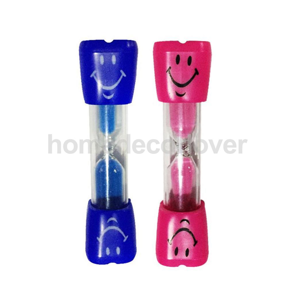 2 uds. Reloj de arena de 3 minutos, reloj con temporizador, reloj de arena artesanal, reloj con temporizador, , decoración en miniatura para el hogar:  Blue Pink 