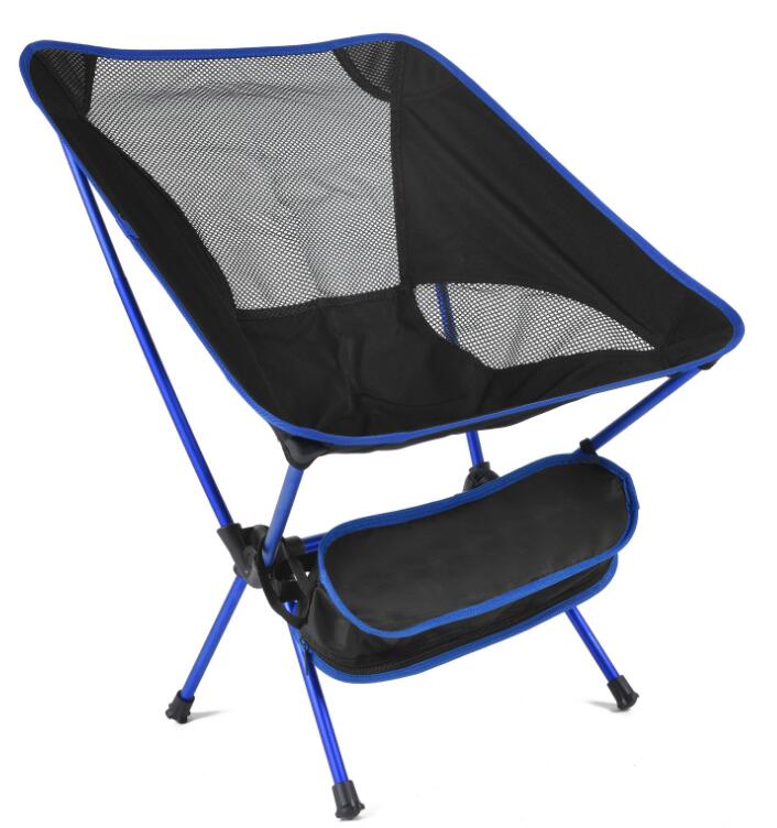 Ultralet rejse foldestol udendørs campingstol bærbare strandstole vandreture picnic sæde fiskestol fiskestol: Blå -0210