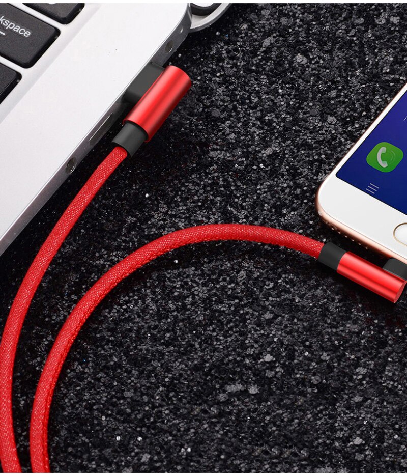 USB To Micro Cable 3A Quick Charge 90 Degree Angle Line Fast Charging Cable For Samsung Xiaomi Accessory Power Adapters TXTB1