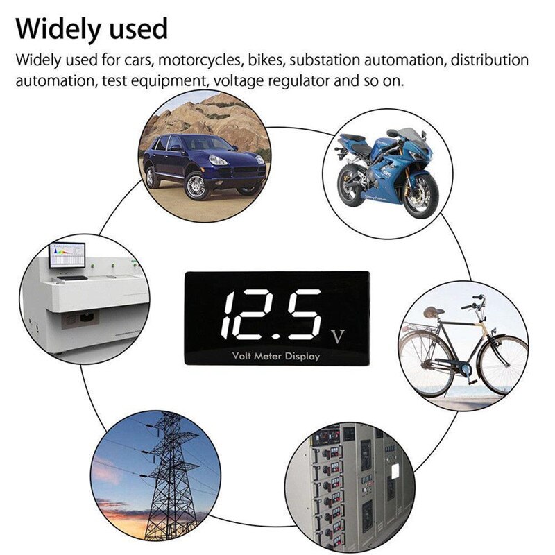 Vattentät digital voltmätare 12v bil båt motorcykel 0.56 tum led display volt spänningsmätare mini tester panel amperemeter voltmeter