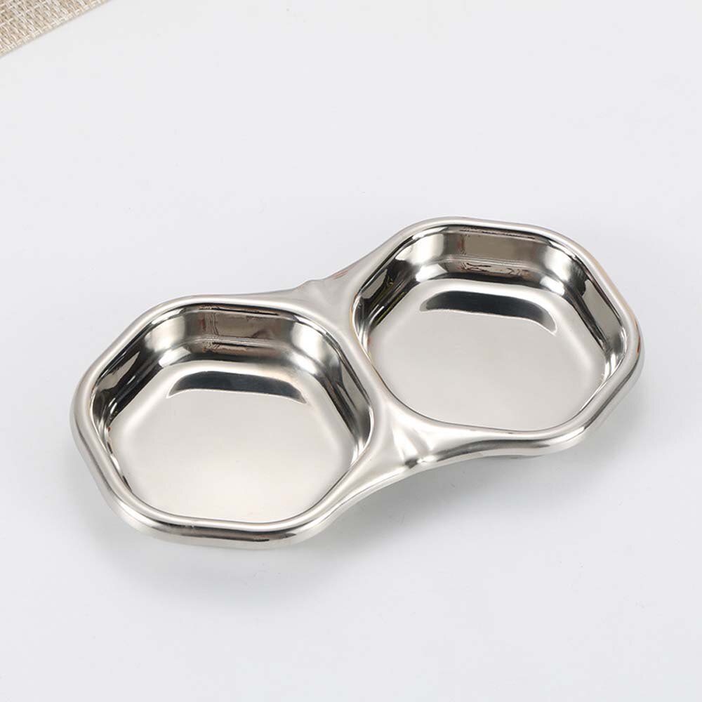 Acier inoxydable assaisonnement plat salade Sauce trempage plat plateau bol cuisine vaisselle vinaigre séparé Snack assiettes: Hexagon