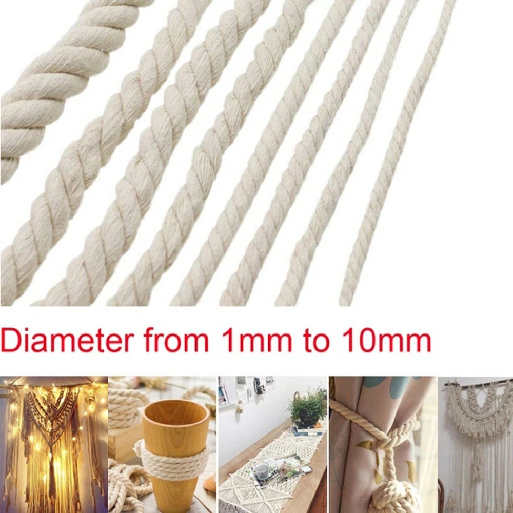 100% Cotton Rope Macrame Cords Beige Twisted String Cotton Cord For Handmade Natural DIY Home Wedding Accessories