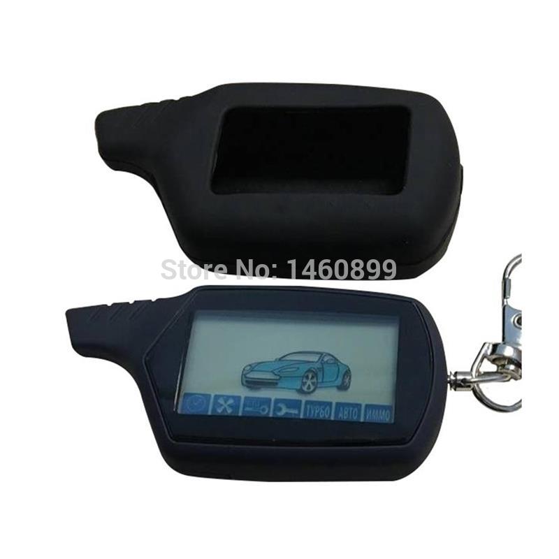 A91 LCD Remote Control Key keychain + Red Silicone Case For Russian 2 Way Car Alarm System Starline A91