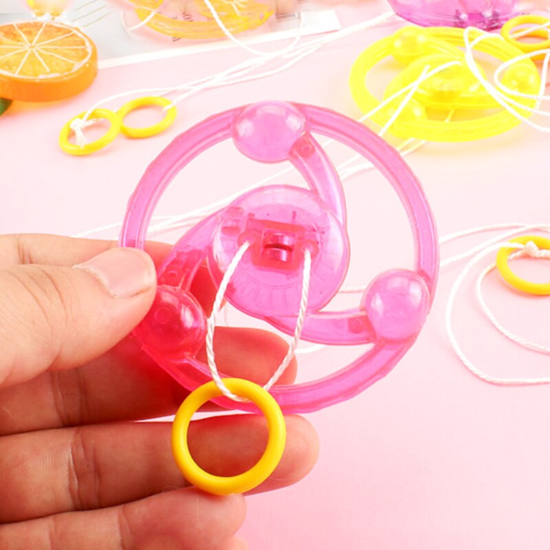 2pc Funny Kids Toys Flashing Rope Flywheel Classic Led Light Up Hand Pull Flywheel Gyro Toy Glow In The Dark Toys Children