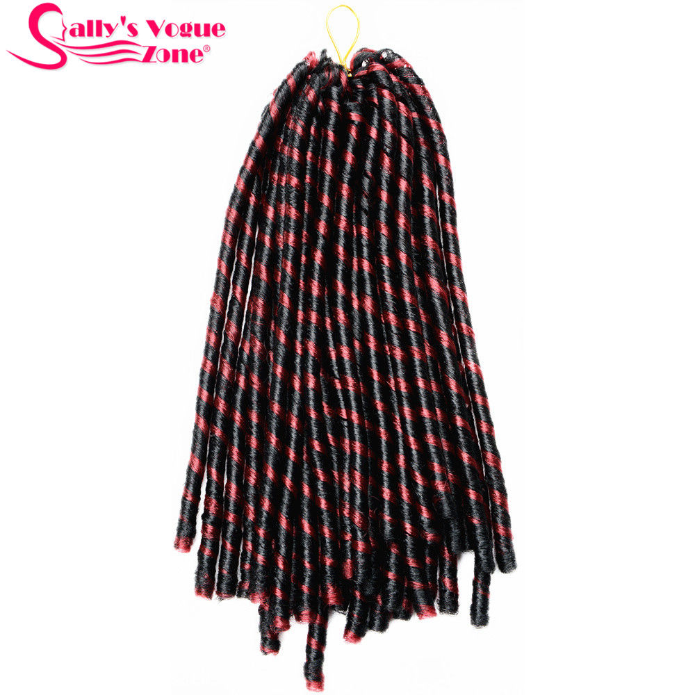 Sallyhair-extensiones de pelo trenza sintética a ganchillo, 14 pulgadas, 70g por paquete, peinados Afro, lisos, negros, marrones, gruesos: T1B / color vino