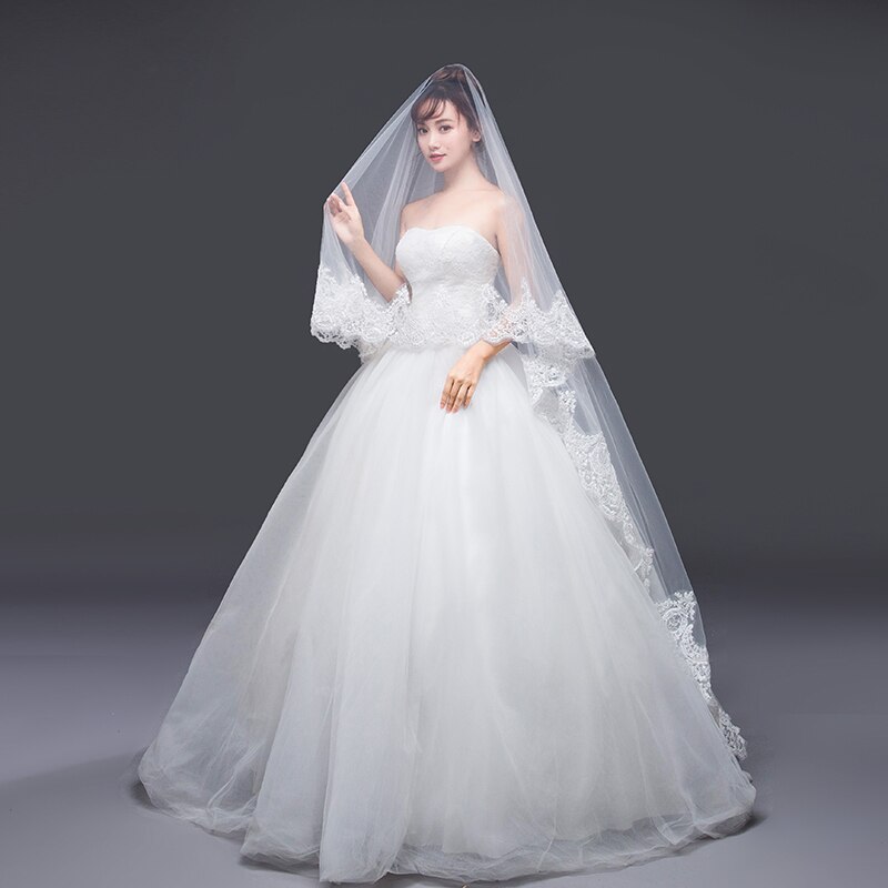 2018 nuovo Disegno Velo Da Sposa Appliques Del Merletto Accessori Da Sposa Cattedrale Bianco 3m di Lunghezza voilà Matrimonio Velo Da Sposa, Senza Pettine