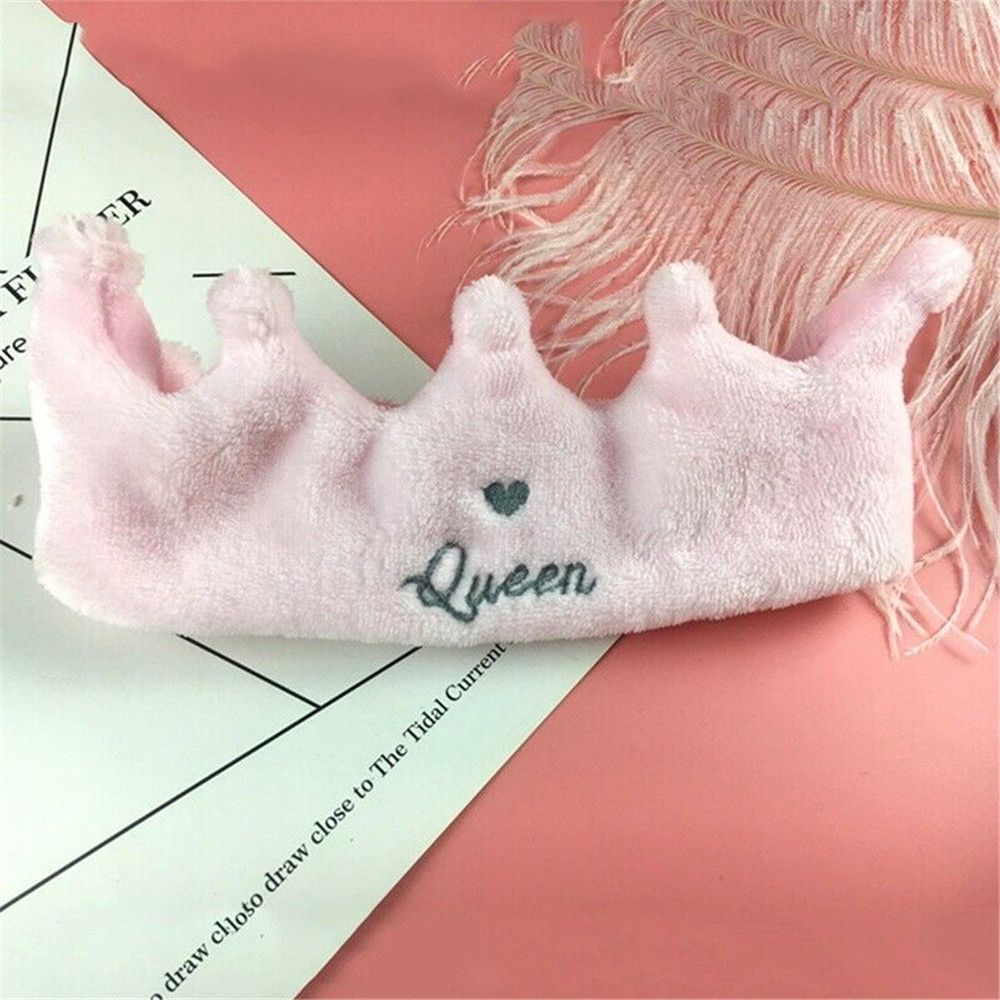 Hårband söt kronformad pannband queen hjärttvätt ansiktsmask bad smink kvinnor flickor hårband: Rosa