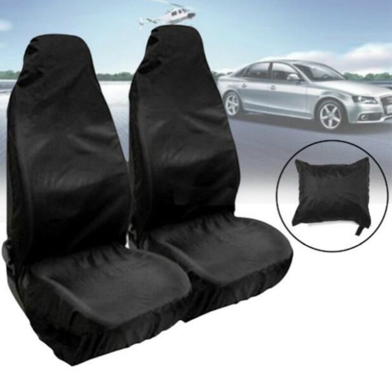 Funda Universal de poliéster para asiento delantero de furgoneta, protectores antideslizantes, a prueba de polvo, para coches, autobuses y furgonetas, 2 piezas