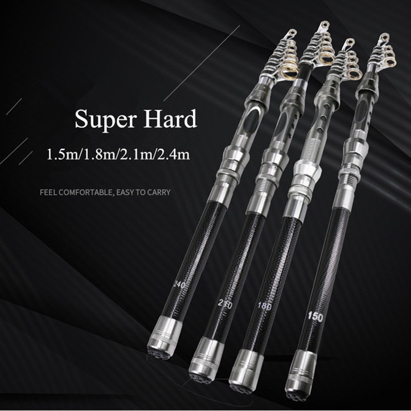 Carbon Spinning Fishing Rod Portable Telescopic Fishing Pole for Travel Saltwater Freshwater