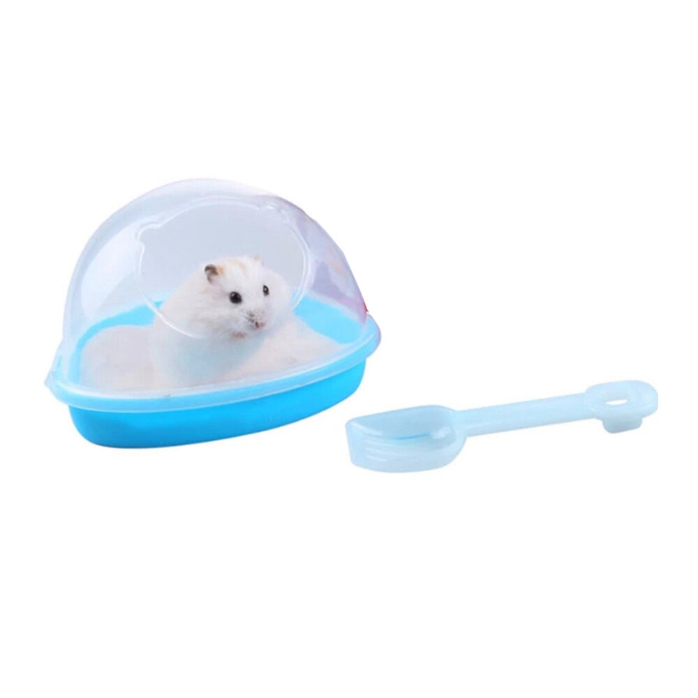 1 Set Kleine Pet Chinchilla Hamster Zandbad Kamer Huis Badkamer Container Half-Close Transparante Deksel Doos Met Zand schop (Rand