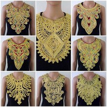 Kobiety dekolt haftowane szyi wykończenia koronki fałszywy kołnierz etniczne z pałąkiem na szyję Collarband szycia na łaty robić naszycia DIY Wykonany ręcznie wykończenia