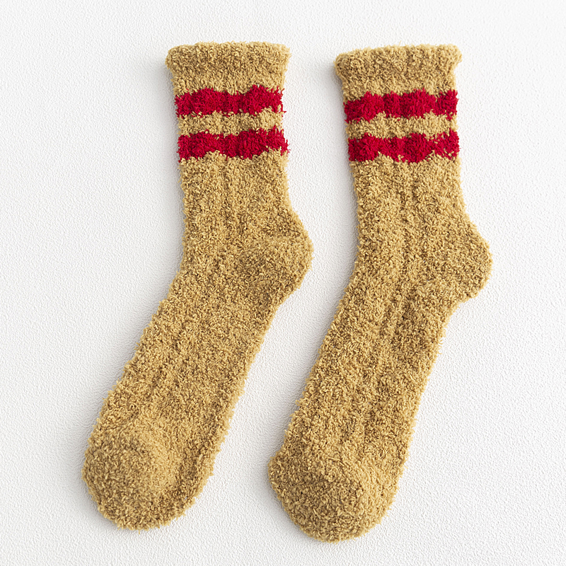 One Pair Arrivals Twist Coral Fleece Socks Female Kawaii Tube socks Autumn Winter Cute Warm Fluffy Sleeping Floor Socks: F