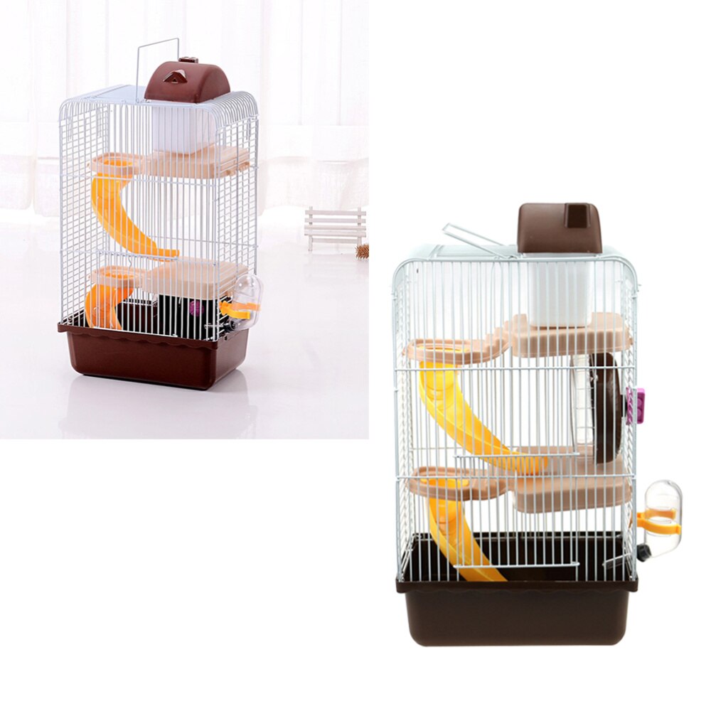 De luxe Trois Couche Cage Pour Animaux De Compagnie Portable Petit Animaux Maison Chinchilla Hamster Maison (Bleu Clair)