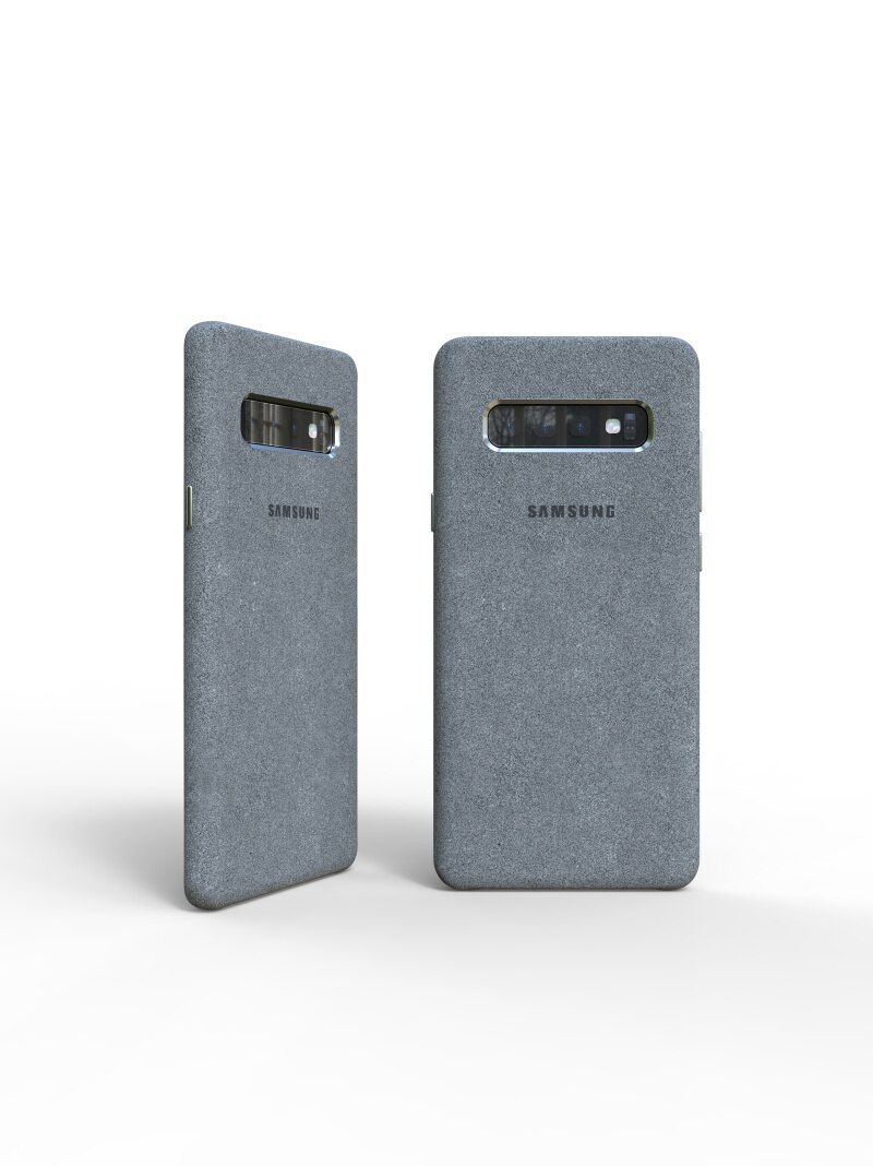 100% Original genuino Samsung S10 funda para Galaxy S10Plus S10 + S10E Alcantara Funda de cuero Premium funda de protección completa 5 colores: For S10 Plus / Gris