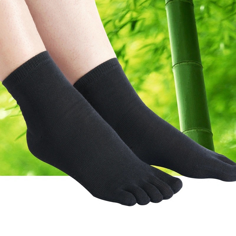 5 Pairs/Lot Bamboo Fiber Men's Five Toe Socks Set Spring Winter Business Black Tabi Short Socks for Male Big Size