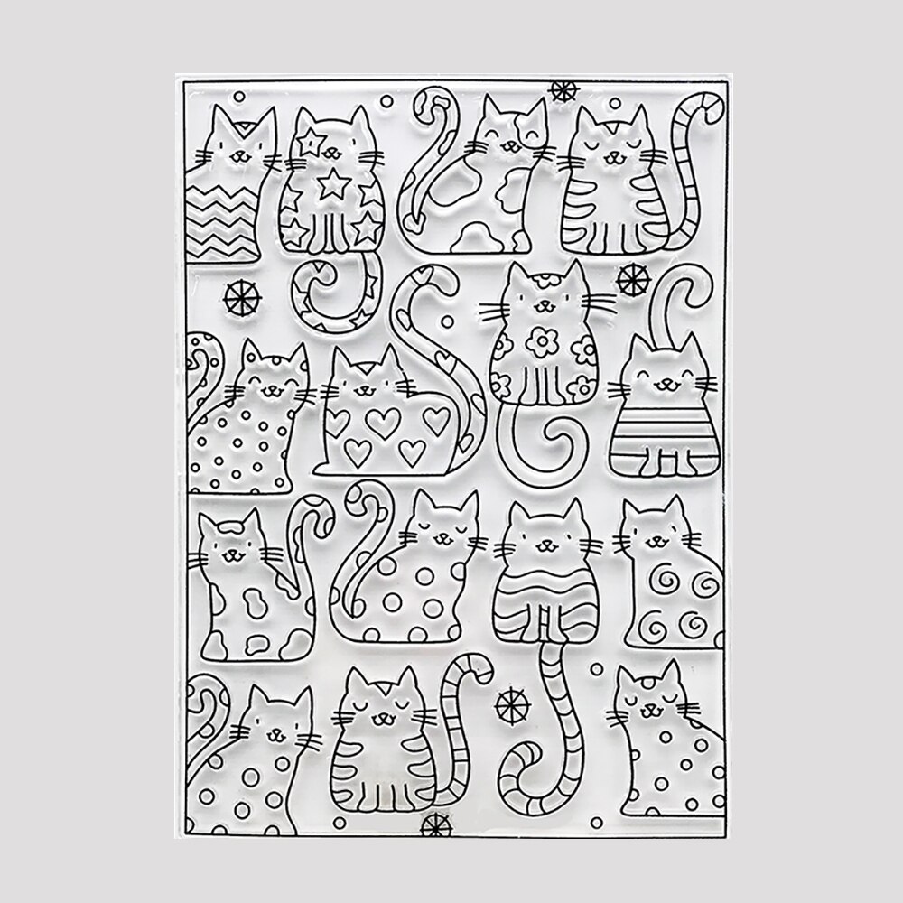 Söta katter klar stämpel genomskinlig genomskinlig silikonstämpel för gör-det-själv scrapbooking fotoalbum dekorativa kort
