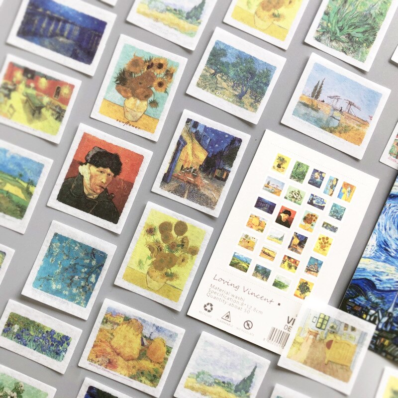 50 stuks/partij postmoderne scrapbooking stickers papier sticker vlokken stationaire kantoorbenodigdheden kunstbenodigdheden: Liefhebbende vincent