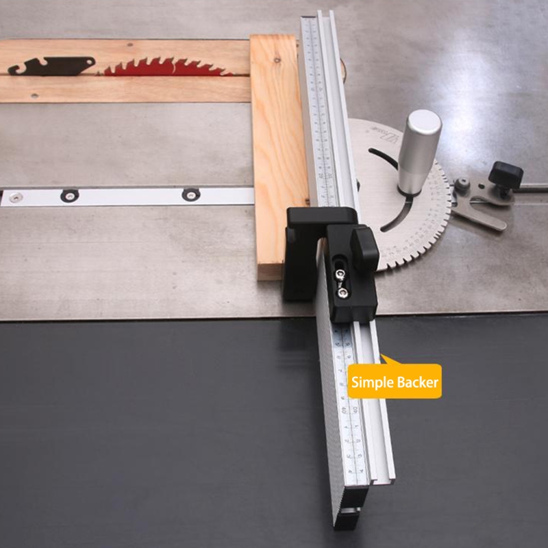 450mm Miter Gauge with Track Stop Table Saw Woodworking Tools DIY Push Handle Simple Style Backer Aluminum and Bakelite