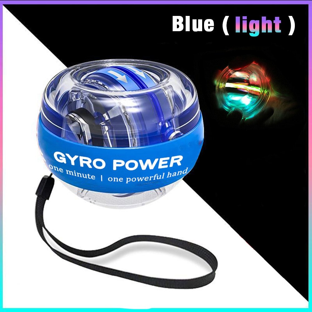 Dispositivo de entrenamiento de muñeca, intensificador de equipo de ejercicio con luz LED, bola de energía de arranque automático, fuerza de muñeca: Blue with light
