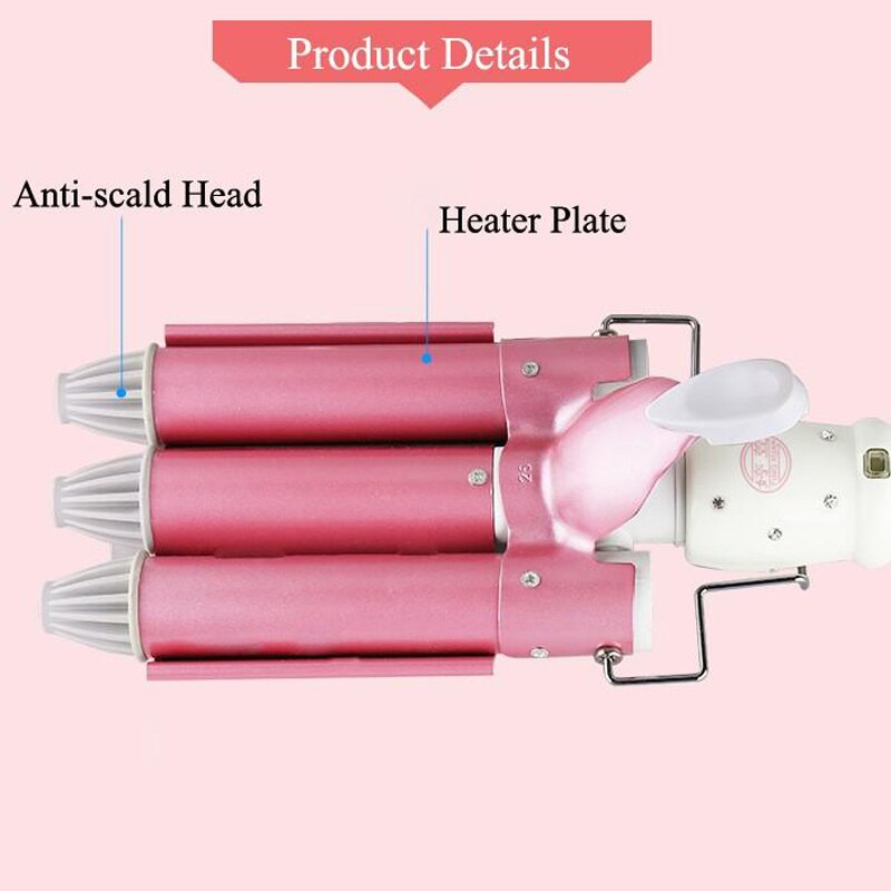 Kemei Hair Straightener Automatic Perm Splint Ceramic Hair Iron 3 Barrels Big Wave Hair Curling Flat Iron Hair Waver Curl Km-926