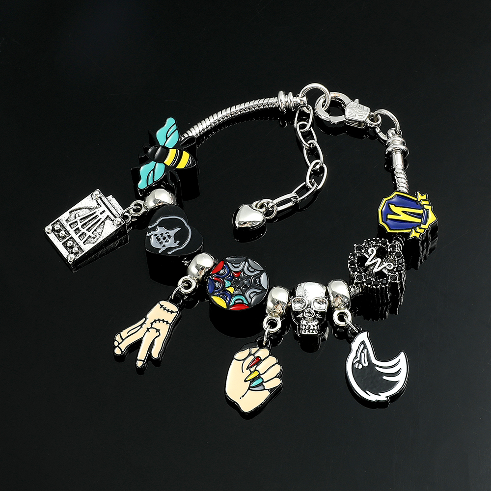 Wednesday Addams Armband Regenboog Raam Kralen Armbanden Pet Hand Ding Hanger Armband Gothic Sieraden Voor Vrouwen Accessoires Cadeau