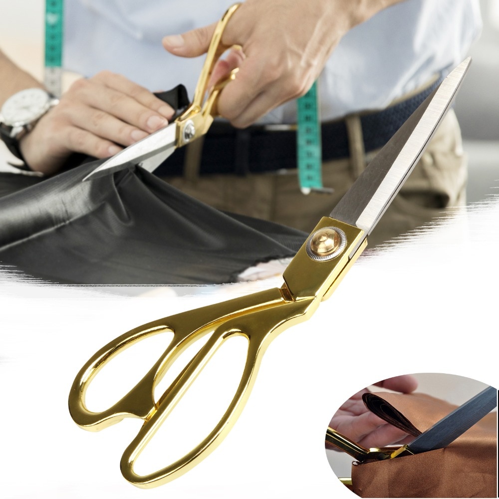 Ciseaux de coupe en cuir | Ciseaux de haute quilité en acier inoxydable pour la coupe en tissu, ciseaux à lame tranchante en or accessoire