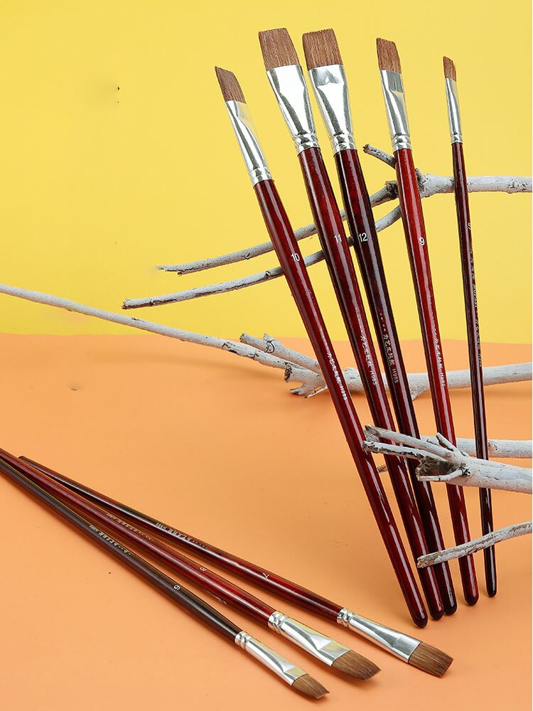 6 stk kunstner oljemaling børster sett nivå hode vesle hår vann maling pensel akryl tegning kunst rekvisita maleri dedikert