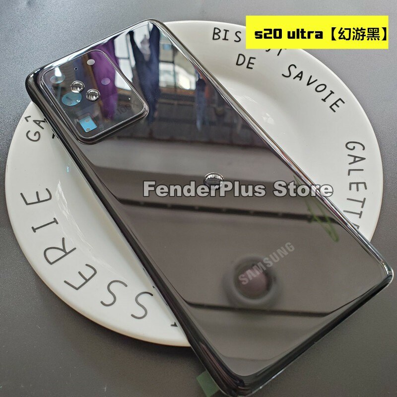 Galaxy S20/S20 Plus/S20 Ultra Batterij Back Cover Deur Achter Glas Behuizing Case Camera Lens Frame Voor samsung S20 + S20 Glas Cover: S20 Ultra Black