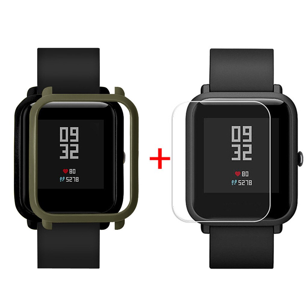 CARPRIE Screen Protector Slim Colorful Frame Case Cover Protect Shell For Huami Amazfit Bip Younth Watch with Screen Protector: AG