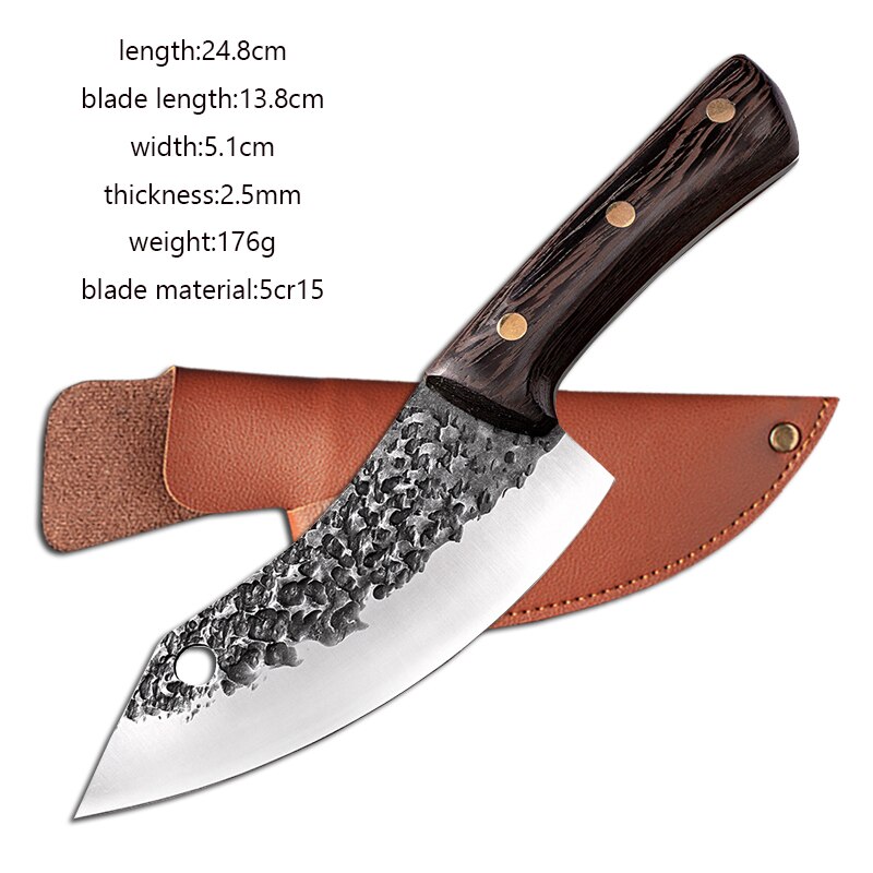 Cuchillo japonés para deshuesar, utensilio de cocina de acero, hecho a mano, Santoku: 6