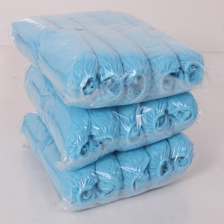 100 stuks/zak non-woven stoffen schoenovertrek, wegwerpschoenovertrek, slijtvast, ademend, stofdicht, antislip, verdikte schoenovertrek: Lichtblauw