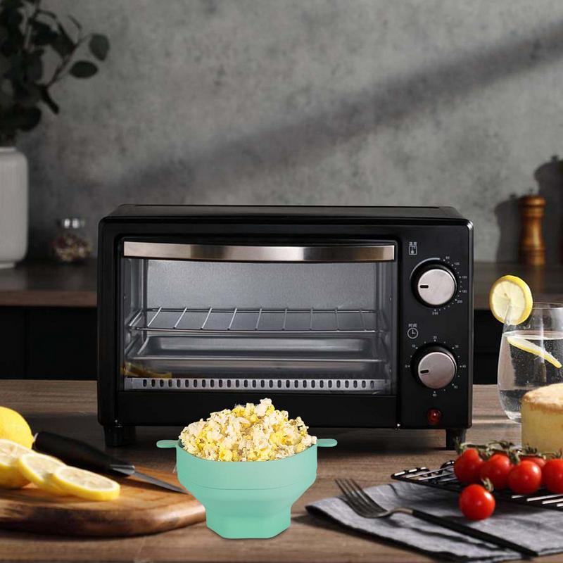 Cuenco de silicona para palomitas de maíz para microondas, cubo plegable para hacer palomitas de maíz con tapa, herramientas de cocina para palomitas de maíz plegables de gran capacidad