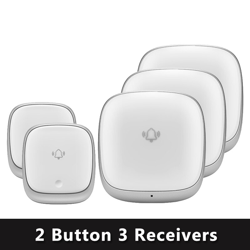 Colorful Wireless Doorbell Waterproof Self-powered Button 38 Chimes Outdoor House Door Bell Sets EU Plug-in No Battery Need: B 2Button 3Receiver